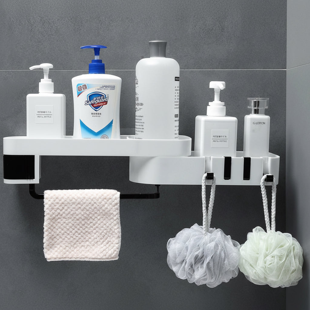 Multifunctional Wall-Mounted Storage Shelf with Soap Dispenser