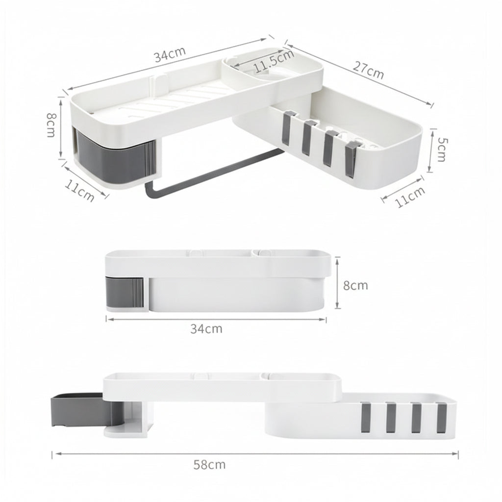 Multifunctional Wall-Mounted Storage Shelf with Soap Dispenser
