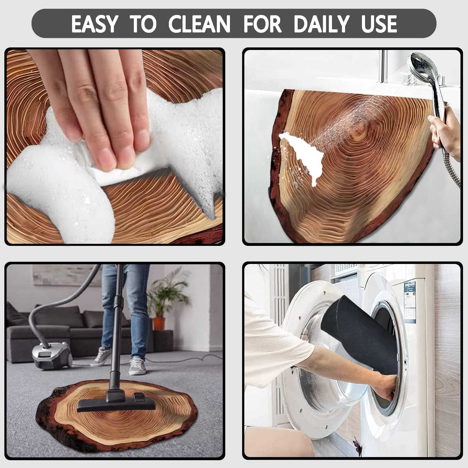 3D Wood Grain Non-Slip Bathroom Mat