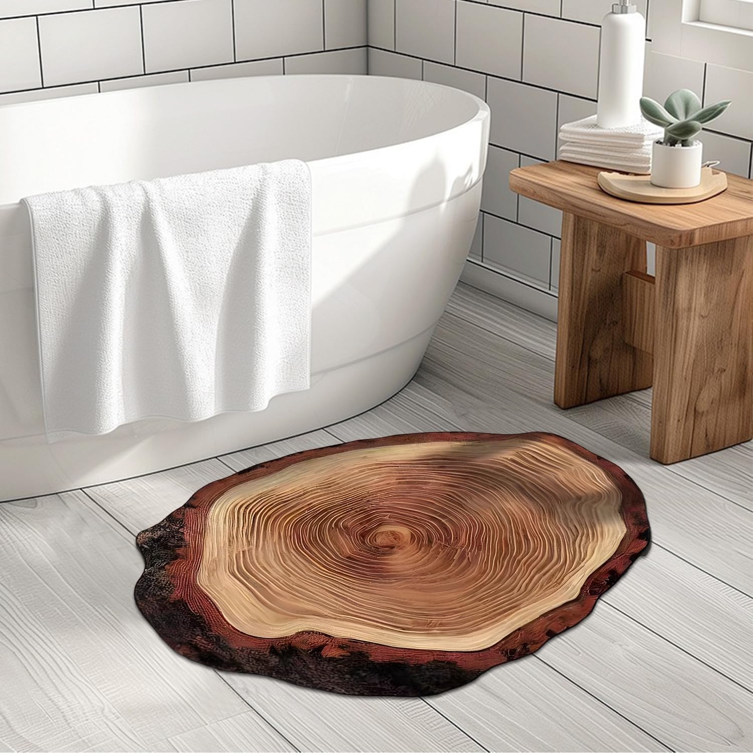 3D Wood Grain Non-Slip Bathroom Mat