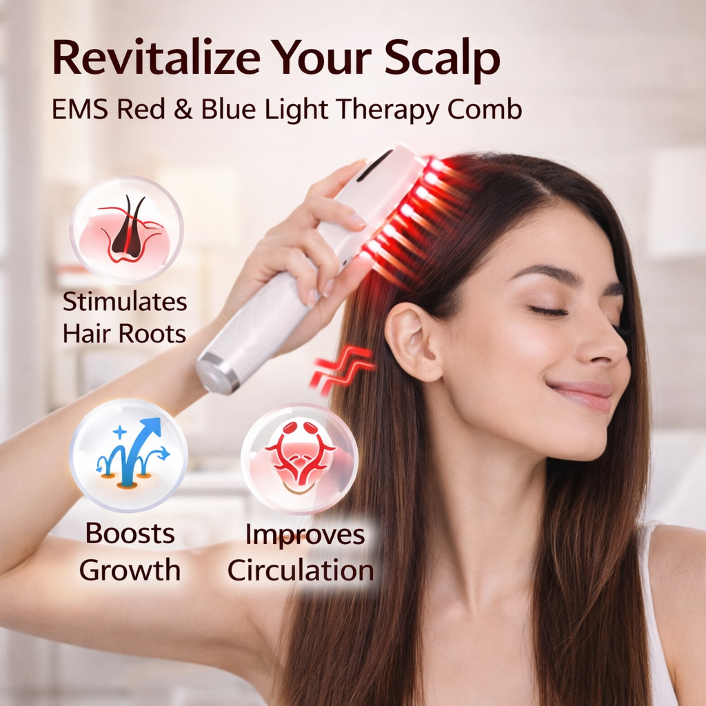 EMS Electric Scalp Massager with Red & Blue Light