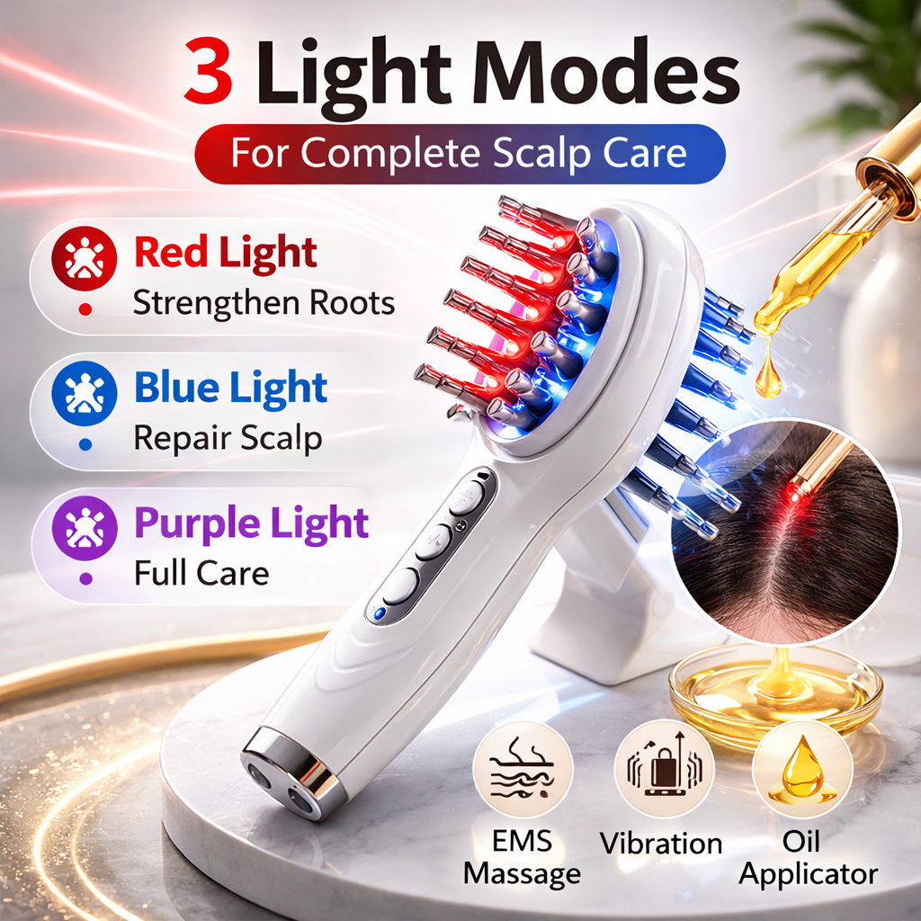 EMS Electric Scalp Massager with Red & Blue Light