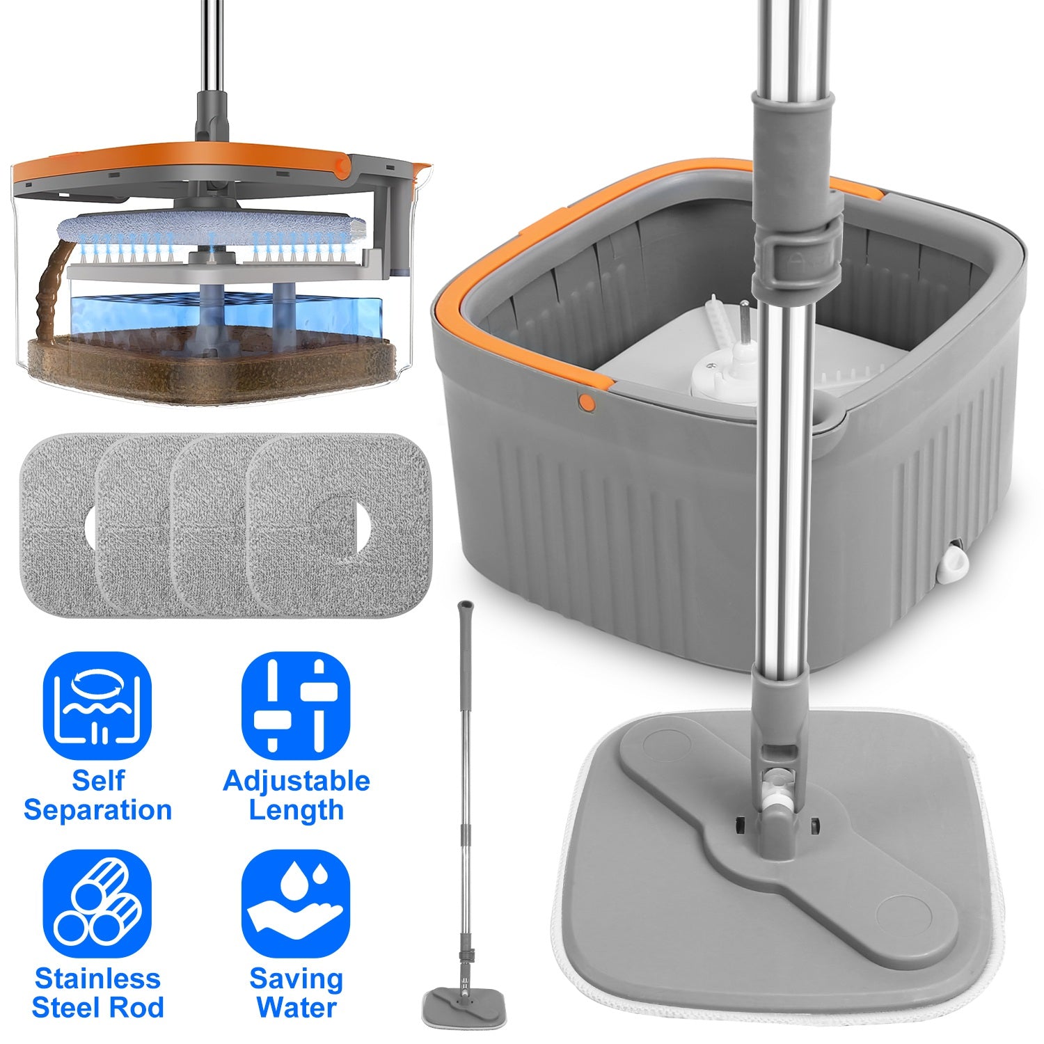 Self-Cleaning Spin Mop Set – Dual Bucket System